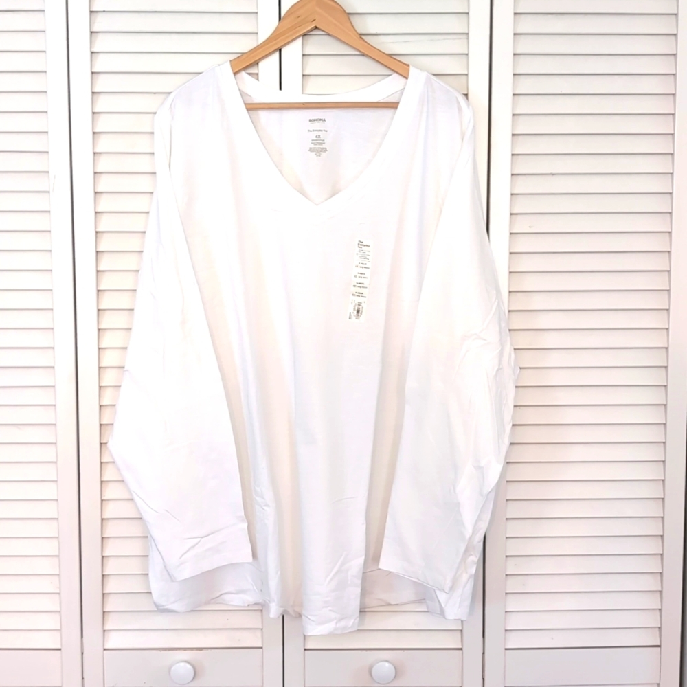 Sonoma Everyday Tee V Neck Long Sleeve Womens Plus 4X New